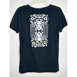 Dixxon Shirt Womens Medium Graphic Tee Queen of Hearts Floral Double Sided Print